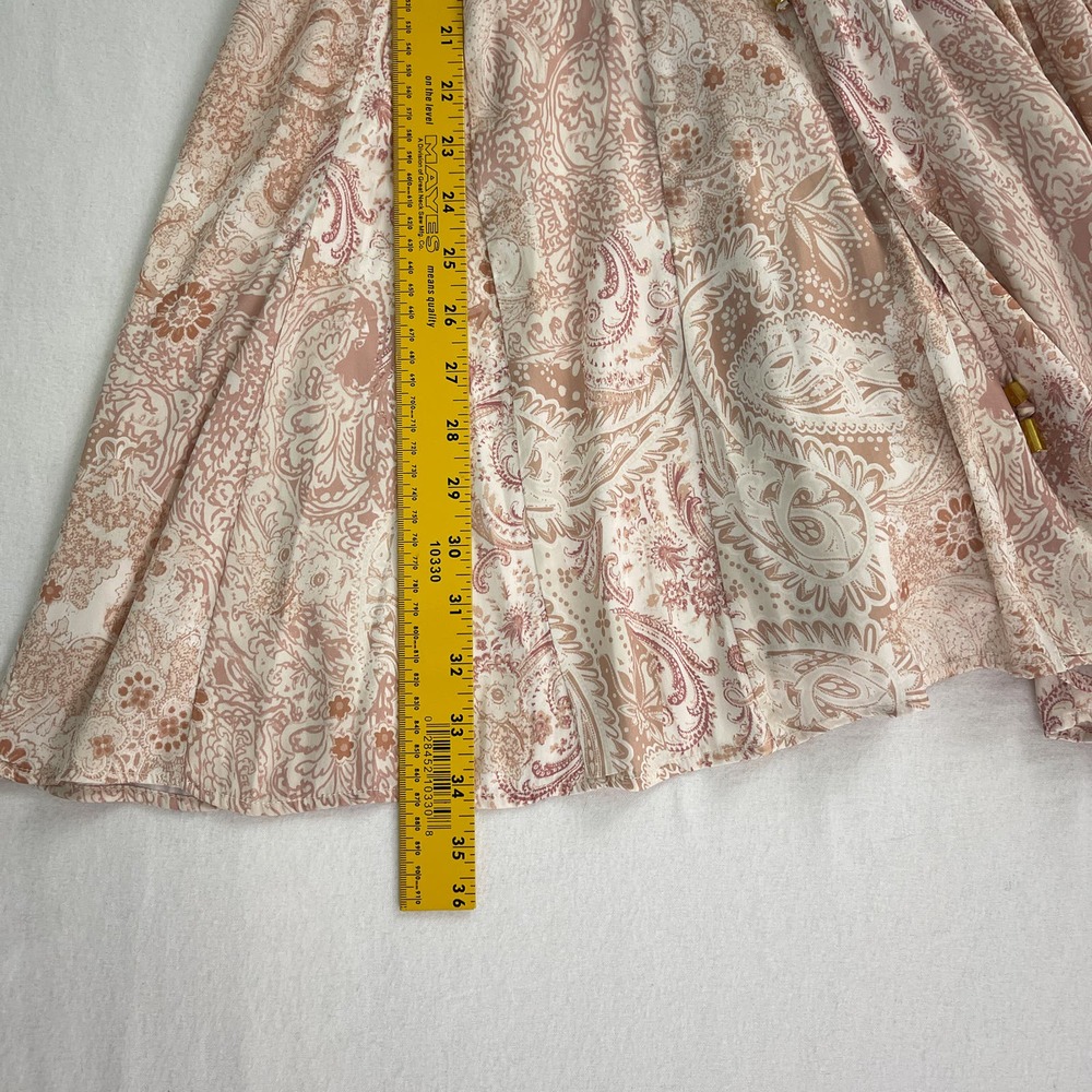 Free People Dress Women XS Arzel Mini Ivory Paisley Print Kimono Pleated Satin - Picture 15 of 15